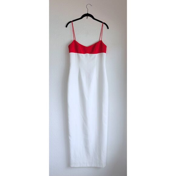 NWOT Amanda Uprichard Lawrence Colorblock Maxi Dress in White & Crimson Red Sz S - Picture 5 of 11